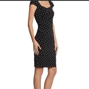 WHBM Black and white polkadot tiered style slimming dress